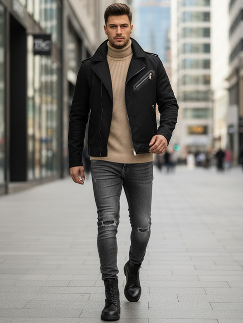 Moška zimska bunda ramones black Dstreet TX4660z