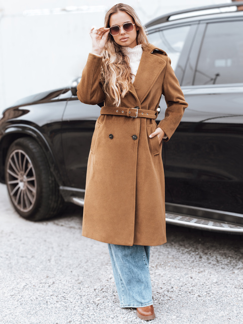 Ženski zimski plašč classic trench brown Dstreet NY0761