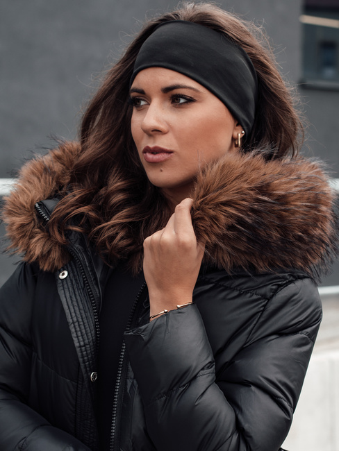 Ženska prešita zimska jakna s krznom STYLEBELLA black Dstreet TY4608