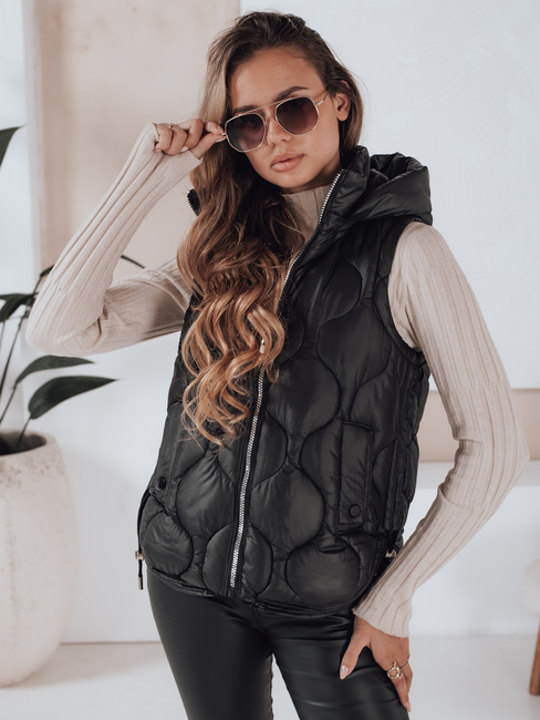 Ženski prešiti telovnik s kapuco MISSVEST black Dstreet TY5018