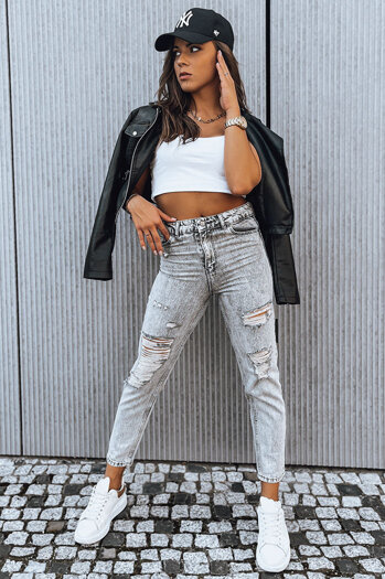Ženske modno raztrgane kavbojke LORENT Barva Svetlosiva DSTREET UY1375