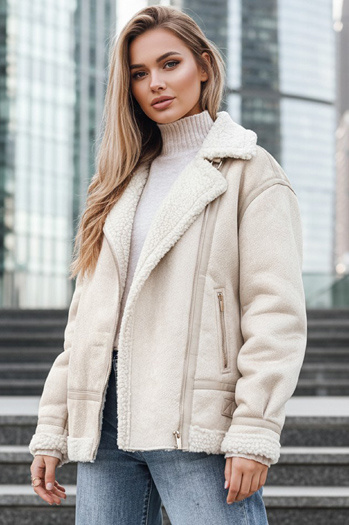 Ženska jakna iz ovčje kože ramones beige Dstreet TY5245