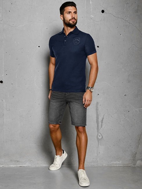 Moška polo majica z našitkom modra Dstreet PX0625