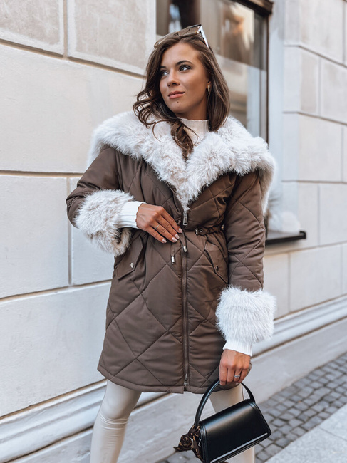 Ženska zimska jakna LUXURY Barva kavna DSTREET TY3932