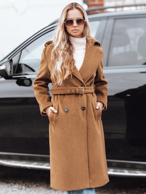 Ženski zimski plašč classic trench brown Dstreet NY0761