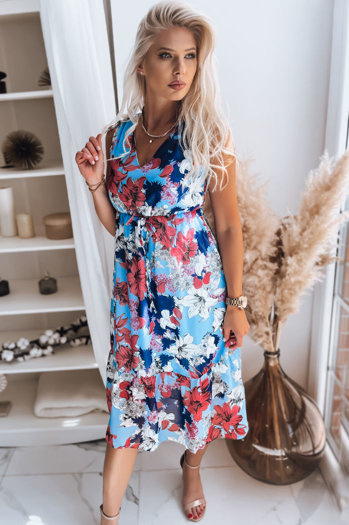 Obleka s cvetličnim vzorcem MADAM Barva Modra DSTREET EY1811z