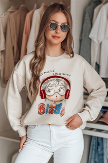 Ženska bluza s potiskom LALA VIBE beige Dstreet BY1506