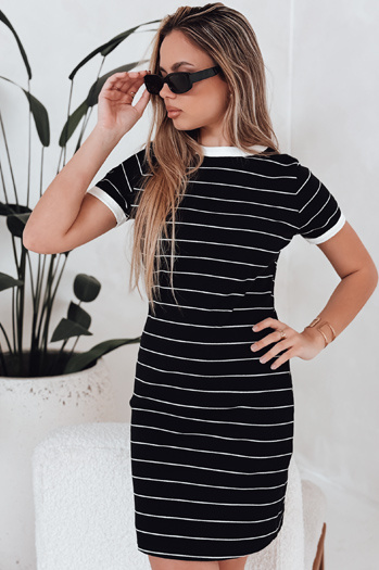Ženska črtasta mini obleka FITLINES black Dstreet EY2584