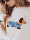 Ženski pulover s pasjo aplikacijo CHICPAWS krem Dstreet MY2542
