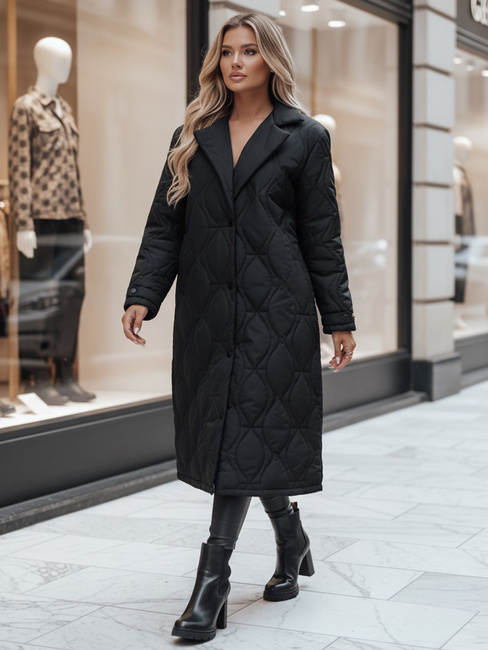 Ženski prešiti dolgi plašč TRENDIFY black Dstreet TY4378z