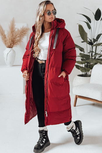 Ženska zimska dolga prešita jakna COZYSEASON maroon Dstreet TY4955
