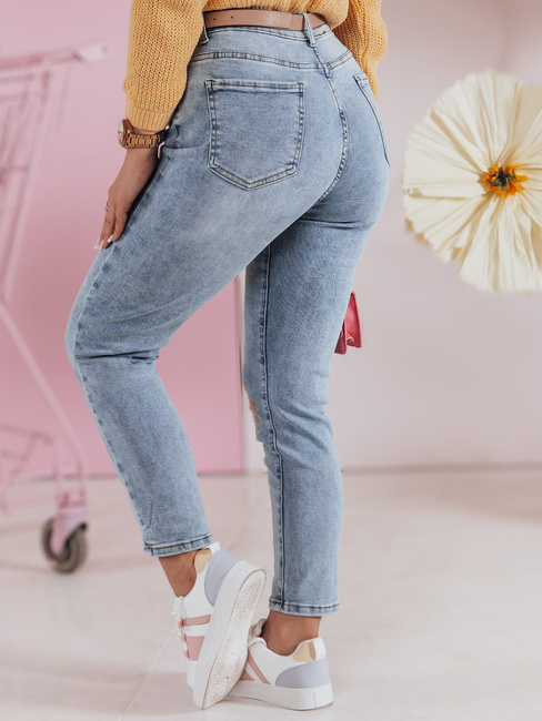 Ženske hlače iz džinsa tankega kroja s cvetličnimi vzorci FLORENSSO blue Dstreet UY2467