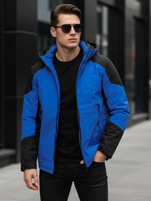 Moška zimska jakna s kapuco modra Dstreet TX5122