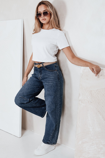 Modre kavbojke s širokimi nogami za ženske Dstreet UY2749