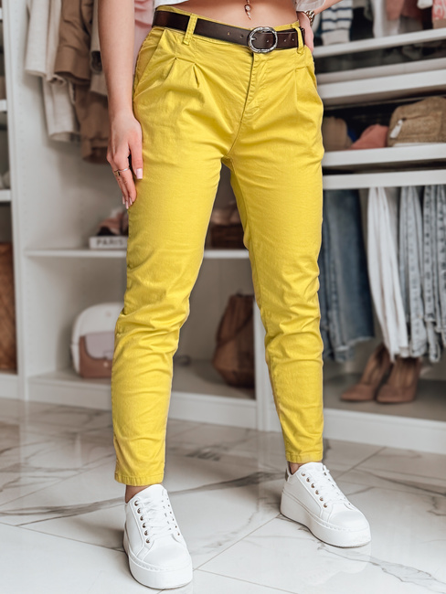 Ženske hlače s pasom MODELA mustard Dstreet UY2563