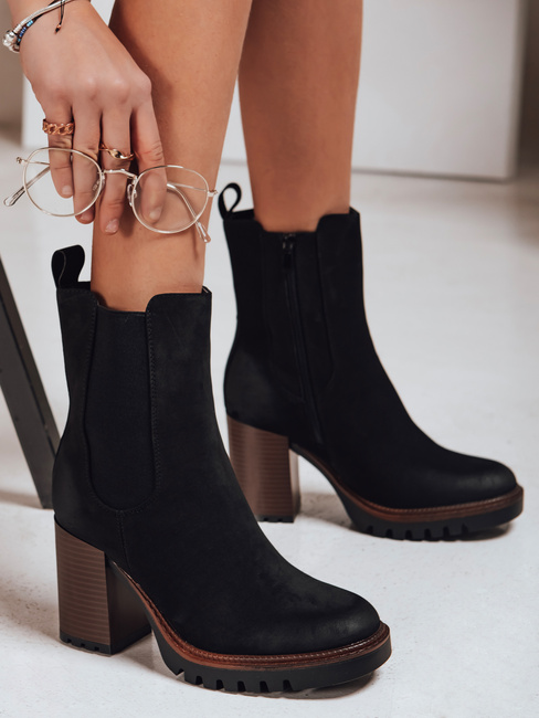 Ženski semiš škornji črni Dstreet ZY1319