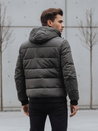 Moška prešita zimska jakna s kapuco sive barve Dstreet TX5073