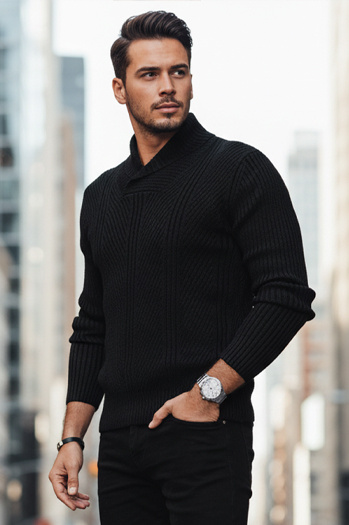 Moški črni pulover Dstreet WX2256z