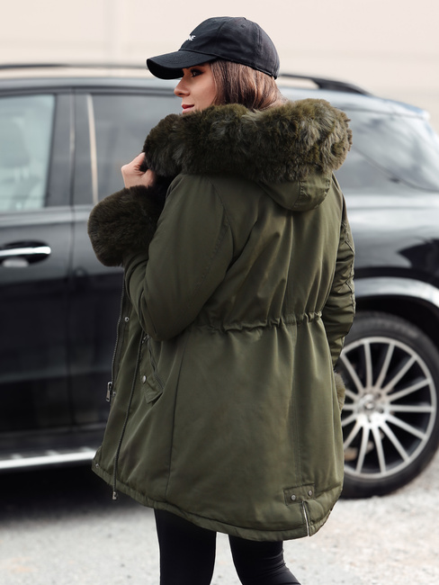 Ženska jakna parka s krznom CHARMFUR zelena Dstreet TY4768