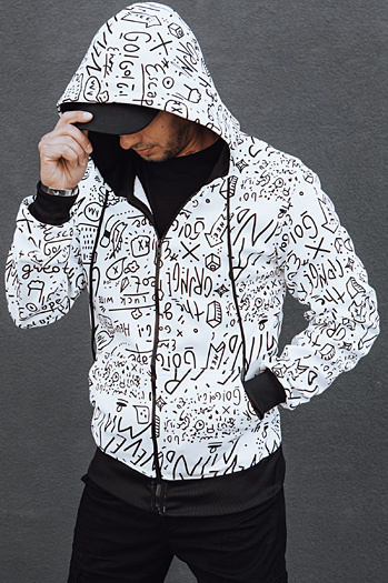 Bluza męska rozpinana z kapturem biała Dstreet BX5811