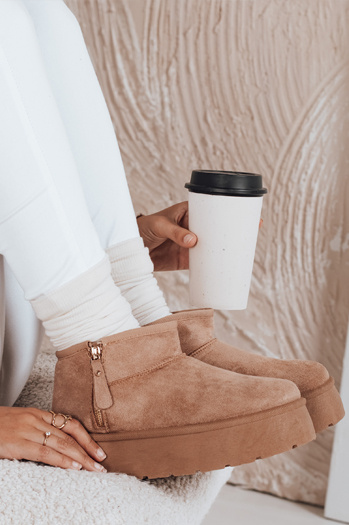 Ženski škornji s platformo, bež Dstreet ZY1047