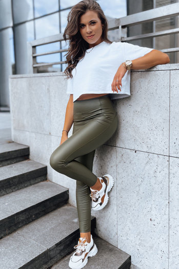 Ženske povoščene hlače WAXED CHIC Barva Zelena DSTREET UY1564