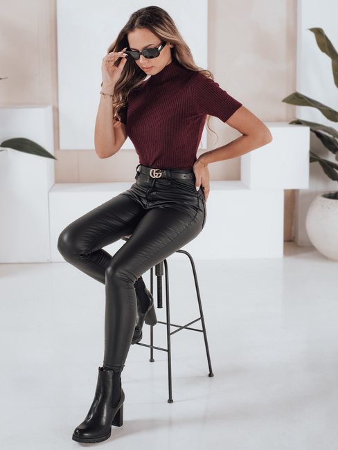 Ženski pulover s kratkimi rokavi GIRLGLORY burgundska Dstreet MY2556