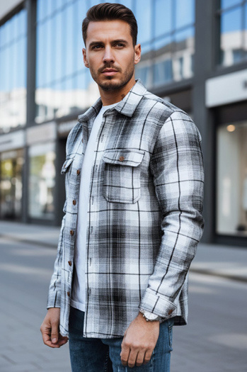 Moška črno-bela karirasta flanelasta srajca Dstreet DX2677