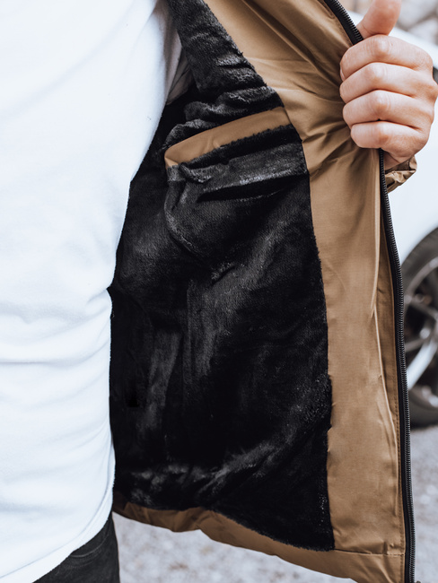 Moška prešita zimska jakna s kapuco camel Dstreet TX5067