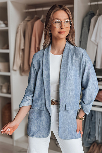 Ženska prevelika jakna SOFT LOVE mornarsko modra Dstreet PY0131