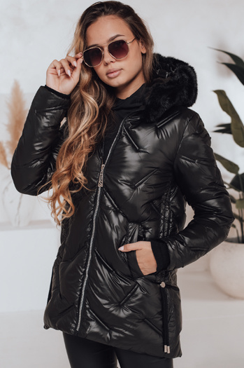 Ženska zimska bunda LOVEINSIDE prešita s krznom črna Dstreet TY5049