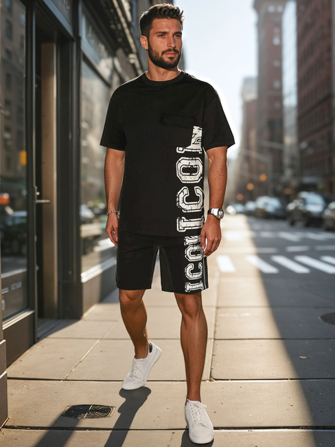 Moški potiskani komplet črne barve Dstreet AX0802