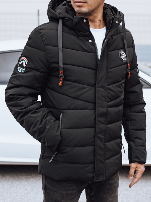 Moška prešita zimska jakna s kapuco črna Dstreet TX5059
