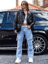 Ženske jeans hlače URBANVI cargo baggy svetlo modre Dstreet UY2213_1