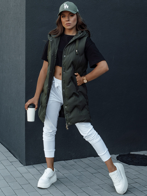 Kamizelka damska pikowana TAMIRA zielona Dstreet TY4533