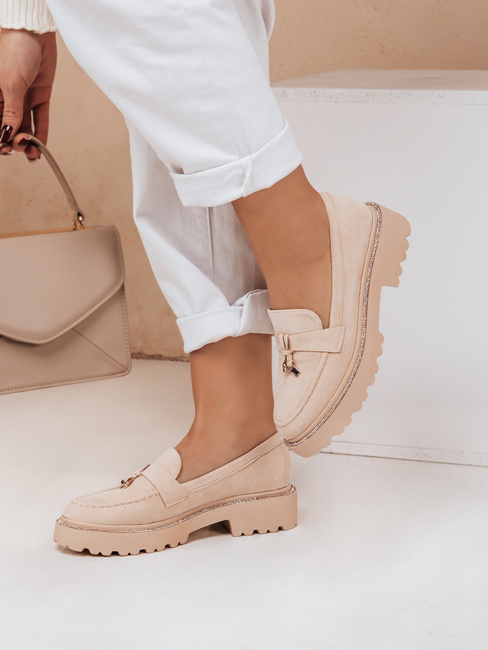 Ženski mokasini LOAFELIA beige Dstreet ZY0603