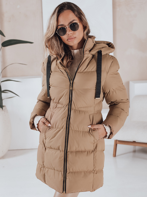 Ženska zimska jakna s kapuco GABRIELLE dark beige Dstreet TY4363