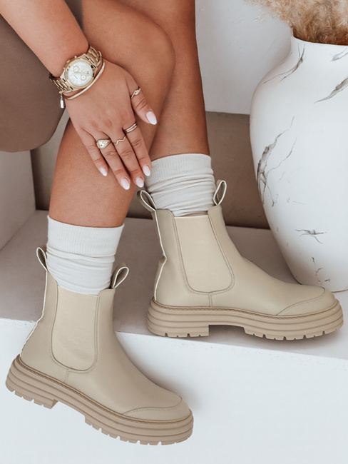 Ženski škornji LUXIBOOTS na platformi bež Dstreet ZY0487
