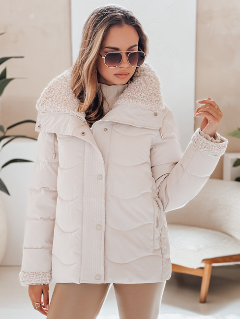 Ženska prešita zimska jakna WARMMISS s kapuco bela Dstreet TY4922