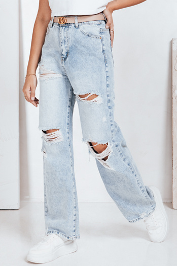 Ženske kavbojke s širokimi rebri modre barve Dstreet UY2794