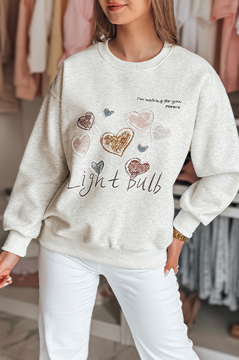 Ženska bluza prevelike velikosti s srčki PINKNOTE siva Dstreet BY1501