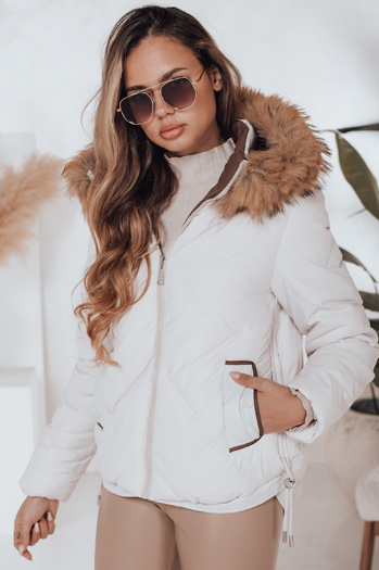 Ženska zimska jakna COLDLIKE prešita s kapuco bela Dstreet TY5002