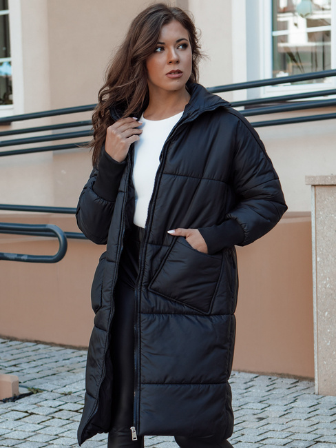 Ženski prevelik NADIA prešiti plašč s črn Dstreet TY4542