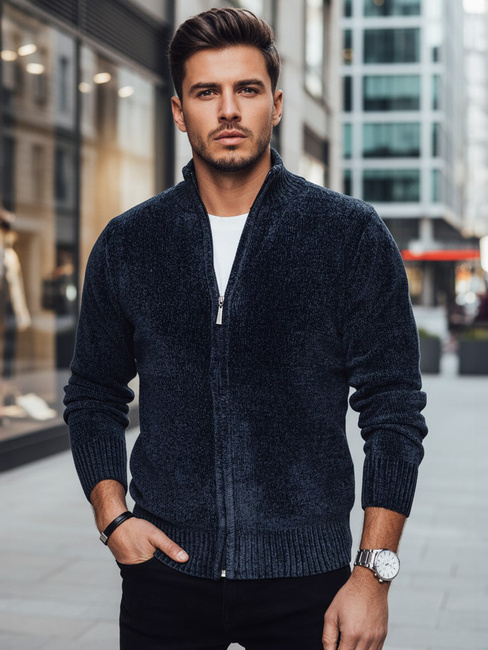 Moški pulover brez gumbov v mornarsko modri barvi Dstreet WX2227