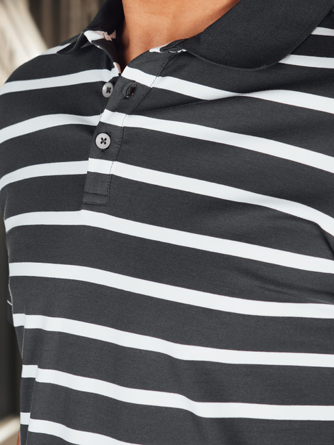 Moška črtasta siva polo majica Dstreet PX0639