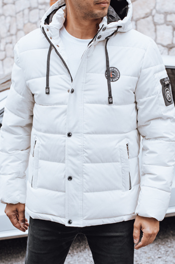 Moška prešita zimska jakna s kapuco bela Dstreet TX5056