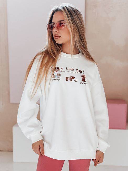 Ženska bluza prevelike velikosti z jazbečarji JAMNIKOVE bela Dstreet BY1498