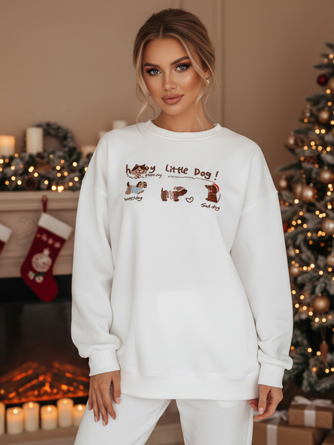 Ženska bluza prevelike velikosti z jazbečarji JAMNIKOVE bela Dstreet BY1498z