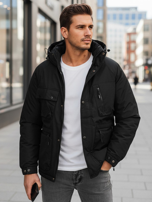 Moška zimska jakna s kapuco črna Dstreet TX5108