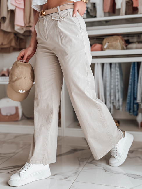 Ženske široke hlače MOBISKA light beige Dstreet UY2618